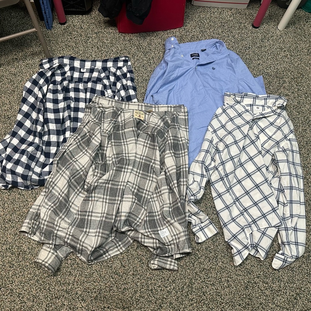 Men’s Plaid and Solid Button-Up Shirts Bundle